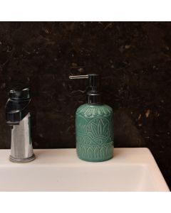 Unravel India "Mandala Embossed" handcrafted ceramic soap dispenser