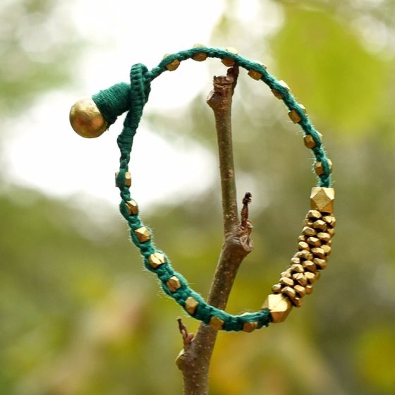 Unravel India Dhokra Green Bracelet
