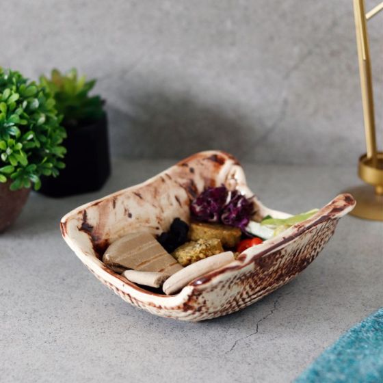 Unravel India "Rustic" ceramic serving snack / fruit storage platter plate