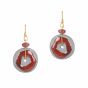 Unravel India glazed ceramic loop grey & red earring set