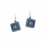 Unravel India glazed ceramic loop grey & blue earring set