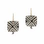 Unravel India glazed ceramic square white & brown earring set