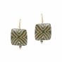Unravel India glazed ceramic square white & olive earring set