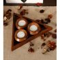 Unravel India Wooden 3 Tea light set with Base Tray
