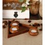 Unravel India Wooden 3 Tea light set with Base Tray