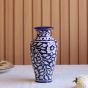 Unravel India "Blue Art Pottery" Ceramic Unique Decorative Vase for Home Decor, (10 X 3.5 Inch, Blue & White)