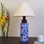 Unravel India Blue pottery mugal art ceramic cylindrical decorative Lamp (Blue,Off-white)