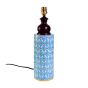 Unravel India Blue pottery white leave and yellow dot ceramic cylindrical decorative Lamp (Multicolor)