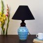 Unravel India Blue pottery white leave and yellow dot ceramic matka decorative Lamp (Multicolor)