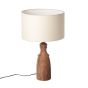 Unravel India "Cylindrical Ribbed" sheesham wood table lamp with off-white shade