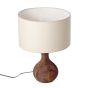 Unravel India "Matka Ribbed" sheesham wood table lamp with off-white shade