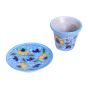 Unravel India Outdoor Garden Decorative Living Room Blue Pottery Ceramic Planter with Ceramic Tray(Blue)