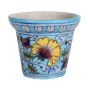 Unravel India Outdoor Garden Decorative Living Room Blue Pottery Ceramic Planter with Ceramic Tray(Blue)