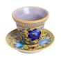 Unravel India Outdoor Garden Decorative Living Room Blue Pottery Ceramic Planterﾠwith Ceramic Tray(Yellow)