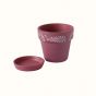 Unravel India "Swirl Motif" maroon handmade & handpainted planter pot with tray in terracotta