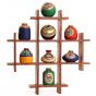 Unravel India 8 Terracotta Warli Handpainted Pots With Sheesham Wooden Frame