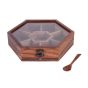 Unravel India sheesham wood hexagonal masala dani with wooden spoon for storing spices(Brown)