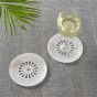 Unravel India Handcarved white circular coaster in Soap Stone(Set of 2)