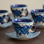 Unravel India Ceramic Moroccan Handpainted Blue Tea Set (15 pcs.)