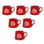 Unravel India hand crafted stoneware red coffee mug set(Set of 6)