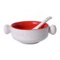 Unravel India stoneware matte finish jumbo soup bowl with round handles(Set of 6)