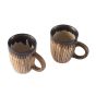 Unravel India Studio Pottery Ceramic Coffee Mugs(Set of 2, Brown & Off-White)