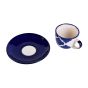 Unravel India "Blue Moroccan" Handpainted Ceramic Cups Saucer(6 Cup, 6 Saucer)