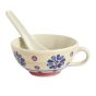 Unravel India "Flower Petals" handpainted ceramic soup bowl(6 Bowl, 6 Spoon)