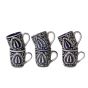 Unravel India shades of Blue "Mugal Floral" handpainted tea/coffee Mugs(Set of 6)