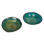Unravel India Studio pottery Ceramic serving platter for Snacks & Starters, (Studio Green, Set of 2) 