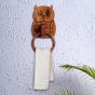 Unravel India wooden handcrafted brown owl shape towel holder