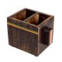 Unravel India Cutlery Holder in Mango Wood (2 Partitions) - Cutlery Stand for Kitchen Dining Table Wooden Cutlery Spoon Stand Napkin Tissue Holder Kitchen Organiser Tableware
