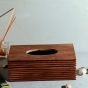 Unravel India "Ripple Wood" handcrafted tissue box in Mango Wood