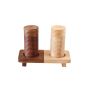 Unravel India "Ripple Wood" handcrafted salt & pepper shaker with "Wood Fusion" base tray in Mango & Sheesham Wood(2 Shaker, 1 Tray)