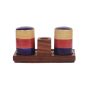Unravel India "Salt & Pepper" Shaker with tooth pick holder in sheesham wooden tray