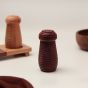 Unravel India "Ripple Wood" handcrafted salt & pepper shaker with wooden stand