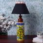  Unravel India Blue pottery mugal art ceramic cylindrical decorative Lamp (Multicolor)