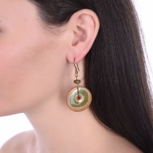 Unravel India glazed ceramic loop olive earring set
