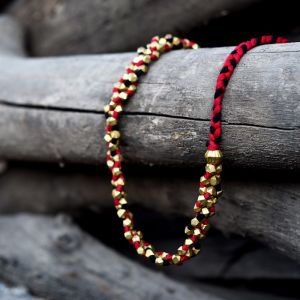 Unravel India maroon Dhokra choker necklace
