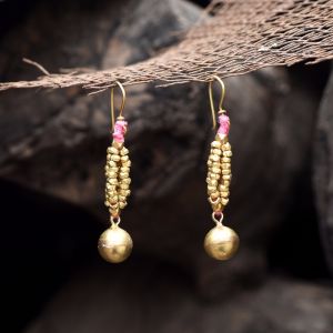 Unravel India Dhokra Pink Earring