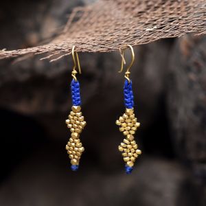Unravel India Dhokra Blue Earring