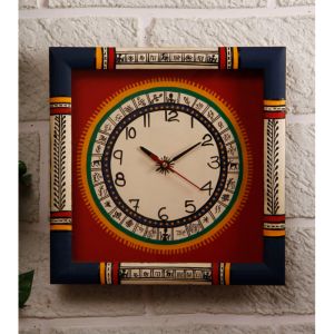 Unravel India Warli Painted Wooden Wall Clock