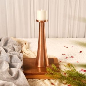 Unravel India Monolith Candle Stand(Golden, Copper)