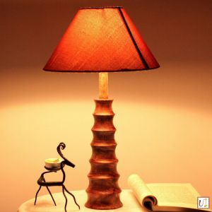 Unravel India Wooden Buffing Brown Table Lamp