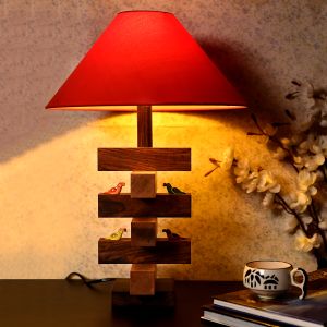 Unravel India Sheesham wood bird brown Table Lamp