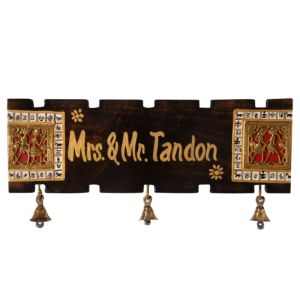 Unravel India Customized Dhokra and Warli Handpainted Wooden Name Plate