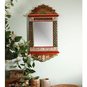 Unravel India Warli Painted Wooden Wall Mirror
