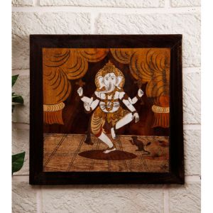 Unravel India Ganesha Wooden Inlay Wall Painting