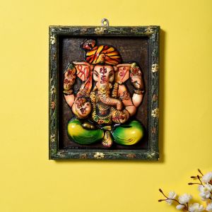 Unravel India Wooden Ganesha Wall Décor Painting