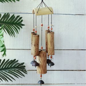 Unravel India "5 Tubes" antique bamboo windchime with copper bells